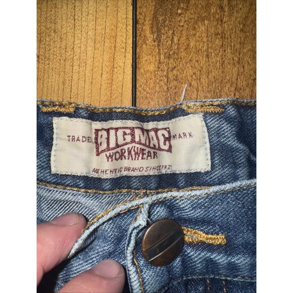 Vintage Big Mac Workwear Carpenter Shorts Blue Paint Distressed 32x12 USA Made - Picture 5 of 8